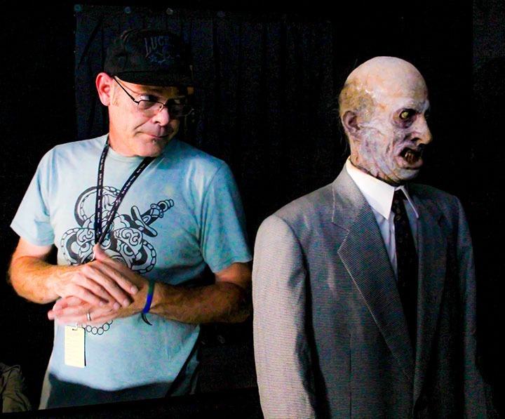 Justin Clay/ Courier Creative Director John Murdy next to a ghoulish prop from Insidious 2 on Friday Sept. 13, 2013 in Universal City, Calif. Murdy and his staff built the maze for Universal Studios' Halloween Horror Nights celebration to include scenes from both films.