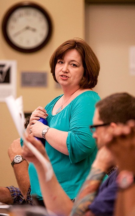 Stephanie Fleming at the Academic Senate meeting in the Circadian Lounge on Sept 23, 2013. (Courier/Benjamin Simpson)