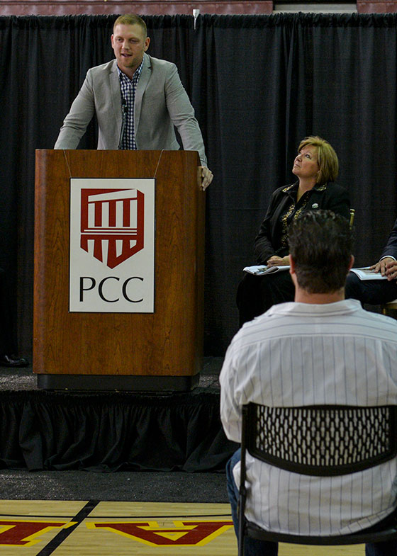 Teresa Mendoza/Courier Former lancers record-setting quarterback Nathan Chandler, who was one of the athletes inducted into the PCC Sports Hall of Fame.
